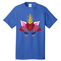 Cute Valentine's Day Funny Gift For Her Friend Unicorn Hearts Gift Tall T-Shirt