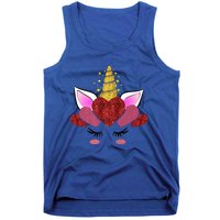 Cute Valentine's Day Funny Gift For Her Friend Unicorn Hearts Gift Tank Top