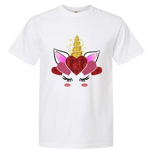 Cute Valentine's Day Funny Gift For Her Friend Unicorn Hearts Gift Garment-Dyed Heavyweight T-Shirt