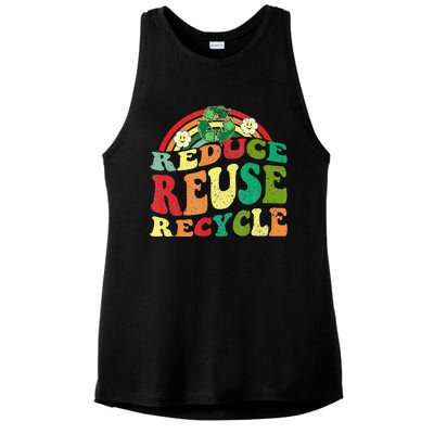 Classic Vintage Earth Day Reduce Reuse Recycle Ladies PosiCharge Tri-Blend Wicking Tank