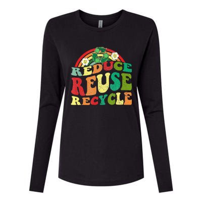 Classic Vintage Earth Day Reduce Reuse Recycle Womens Cotton Relaxed Long Sleeve T-Shirt