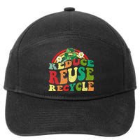 Classic Vintage Earth Day Reduce Reuse Recycle 7-Panel Snapback Hat