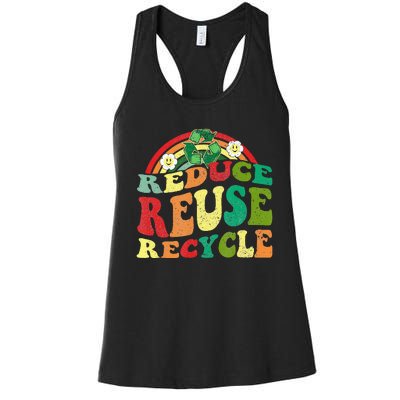 Classic Vintage Earth Day Reduce Reuse Recycle Women's Racerback Tank