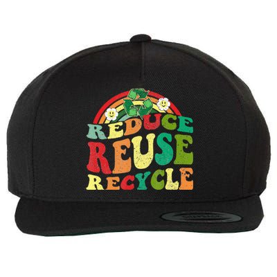 Classic Vintage Earth Day Reduce Reuse Recycle Wool Snapback Cap