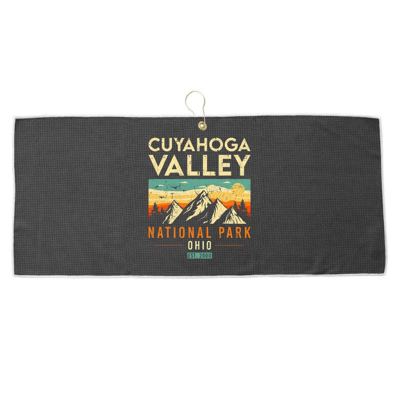 Cuyahoga Valley Est. 2000 Vintage Retro Ohio National Park Large Microfiber Waffle Golf Towel