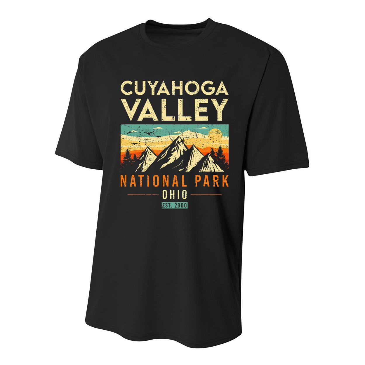 Cuyahoga Valley Est. 2000 Vintage Retro Ohio National Park Youth Performance Sprint T-Shirt