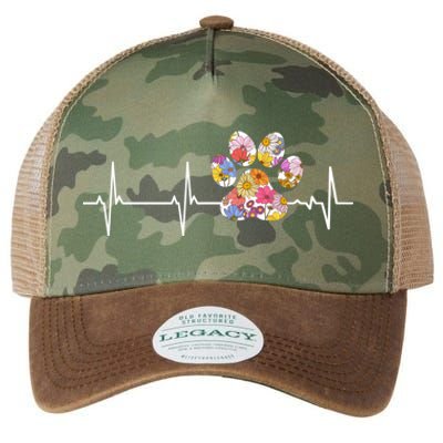 Cute Veterinarian Flower Paw Print Heartbeat Ekg Vet Tech Cool Gift Legacy Tie Dye Trucker Hat