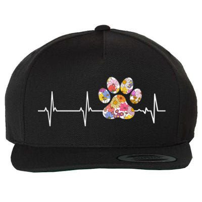 Cute Veterinarian Flower Paw Print Heartbeat Ekg Vet Tech Cool Gift Wool Snapback Cap