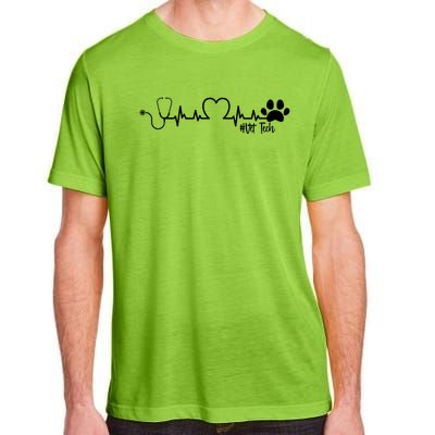 Cute Veterinarian Funny Gift Rainbow Paw Print Heartbeat Vet Tech Gift Adult ChromaSoft Performance T-Shirt