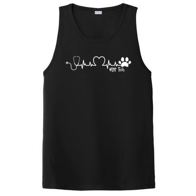 Cute Veterinarian Funny Gift Rainbow Paw Print Heartbeat Vet Tech Gift PosiCharge Competitor Tank