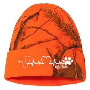 Cute Veterinarian Funny Gift Rainbow Paw Print Heartbeat Vet Tech Gift Kati Licensed 12" Camo Beanie