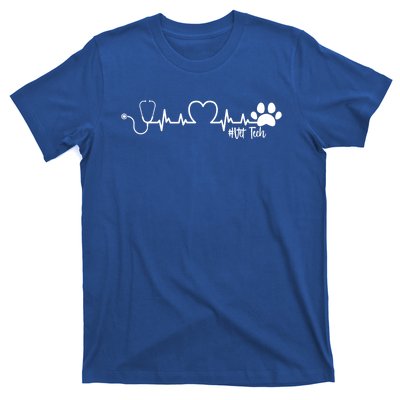 Cute Veterinarian Funny Gift Rainbow Paw Print Heartbeat Vet Tech Gift T-Shirt