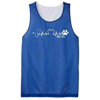 Cute Veterinarian Funny Gift Rainbow Paw Print Heartbeat Vet Tech Gift Mesh Reversible Basketball Jersey Tank