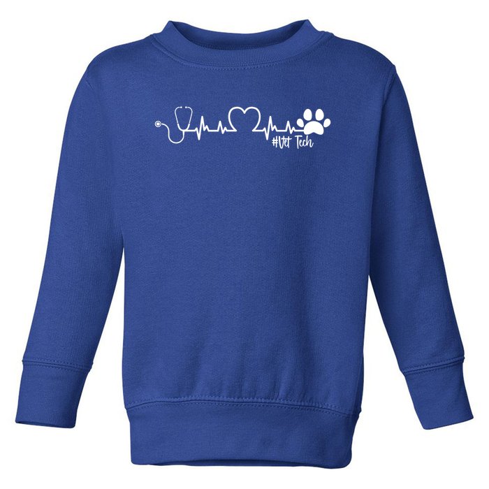 Cute Veterinarian Funny Gift Rainbow Paw Print Heartbeat Vet Tech Gift Toddler Sweatshirt