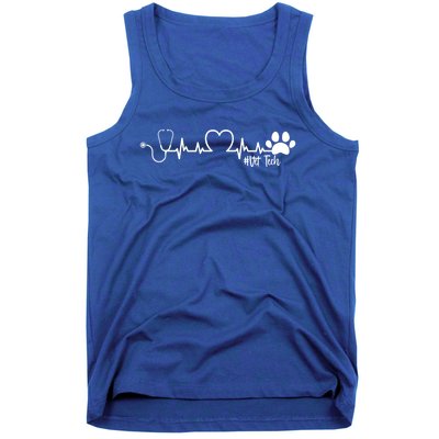 Cute Veterinarian Funny Gift Rainbow Paw Print Heartbeat Vet Tech Gift Tank Top