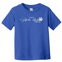 Cute Veterinarian Funny Gift Rainbow Paw Print Heartbeat Vet Tech Gift Toddler T-Shirt