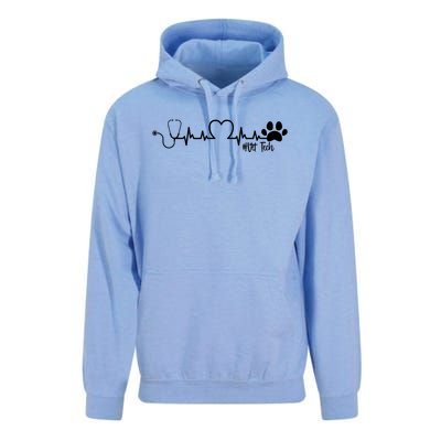 Cute Veterinarian Funny Gift Rainbow Paw Print Heartbeat Vet Tech Gift Unisex Surf Hoodie