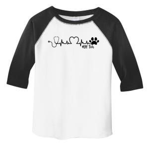 Cute Veterinarian Funny Gift Rainbow Paw Print Heartbeat Vet Tech Gift Toddler Fine Jersey T-Shirt