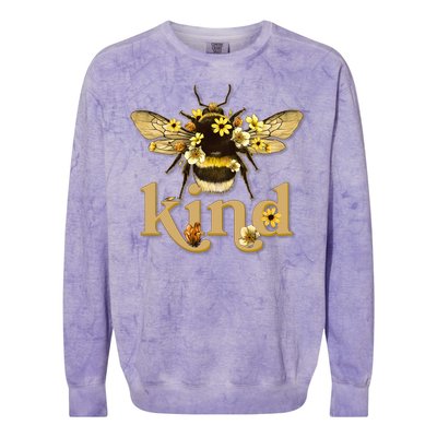 Cute Vintage Floral Bee Kind Colorblast Crewneck Sweatshirt