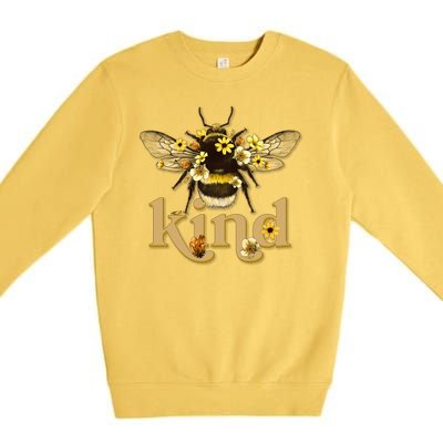 Cute Vintage Floral Bee Kind Premium Crewneck Sweatshirt