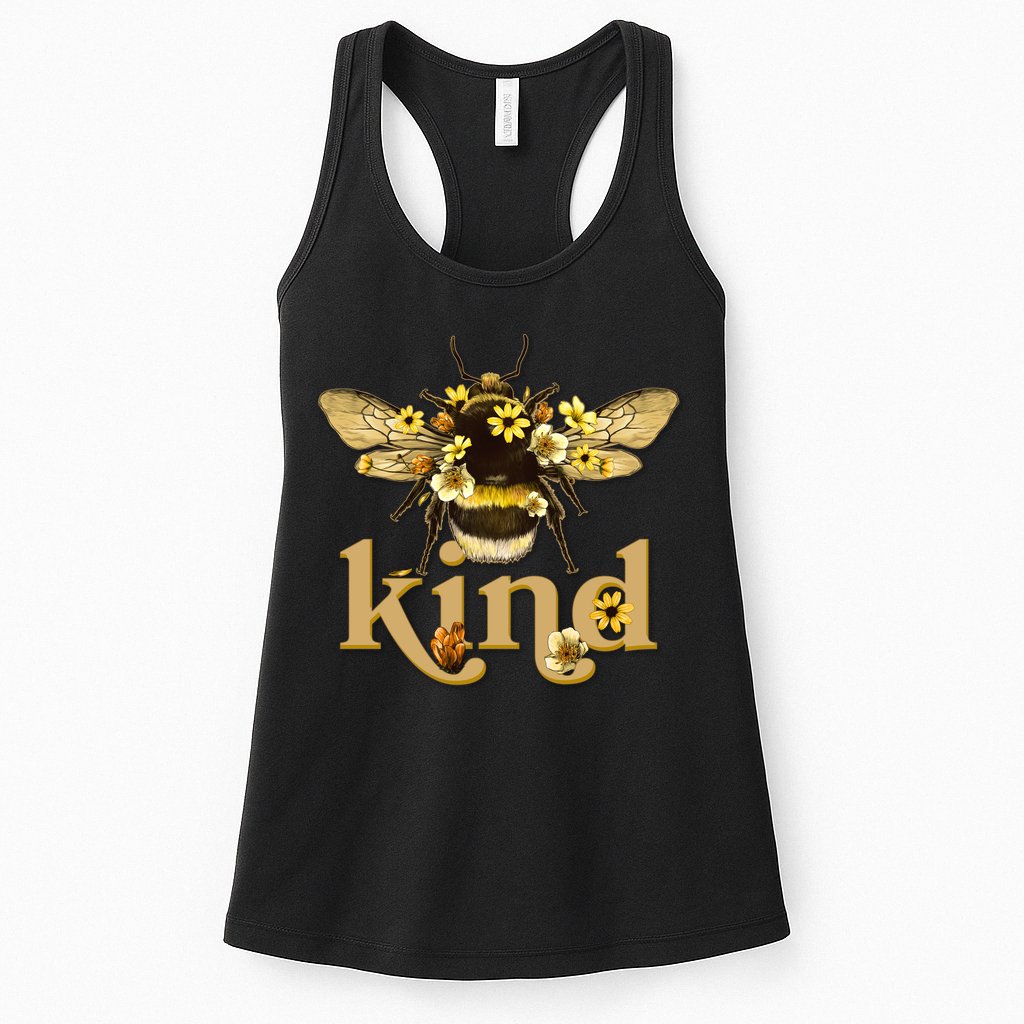 Cute Vintage Floral Bee Kind Womens Tank Top