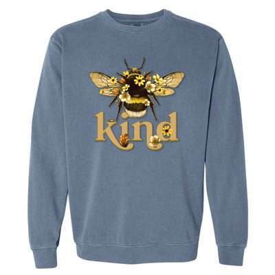 Cute Vintage Floral Bee Kind Garment-Dyed Sweatshirt