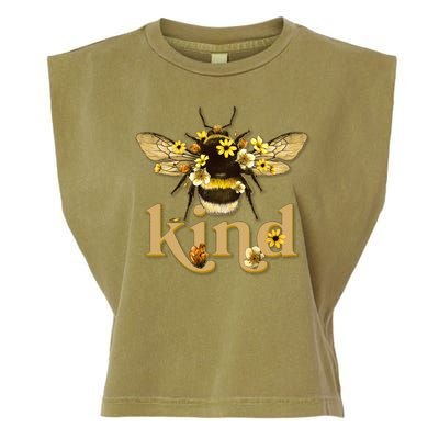 Cute Vintage Floral Bee Kind Garment-Dyed Women's Muscle Tee