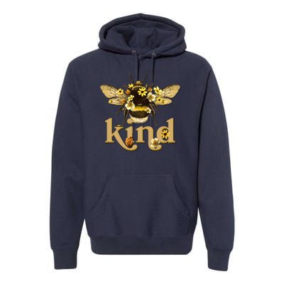 Cute Vintage Floral Bee Kind Premium Hoodie