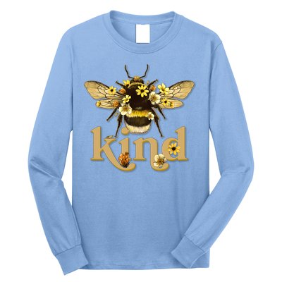 Cute Vintage Floral Bee Kind Long Sleeve Shirt