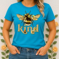 Cute Vintage Floral Bee Kind Womens T-Shirt