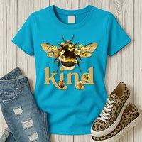 Cute Vintage Floral Bee Kind Womens T-Shirt