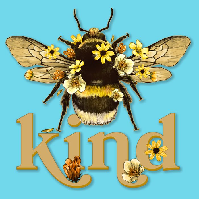 Cute Vintage Floral Bee Kind Womens T-Shirt