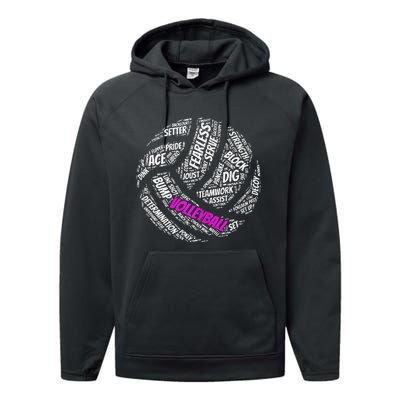 Cool Volleyball For Girls Volleyball Team Sports Performance Fleece Hoodie