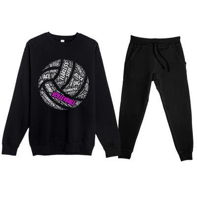 Cool Volleyball For Girls Volleyball Team Sports Premium Crewneck Sweatsuit Set