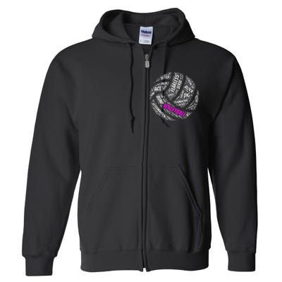 Cool Volleyball For Girls Volleyball Team Sports Full Zip Hoodie