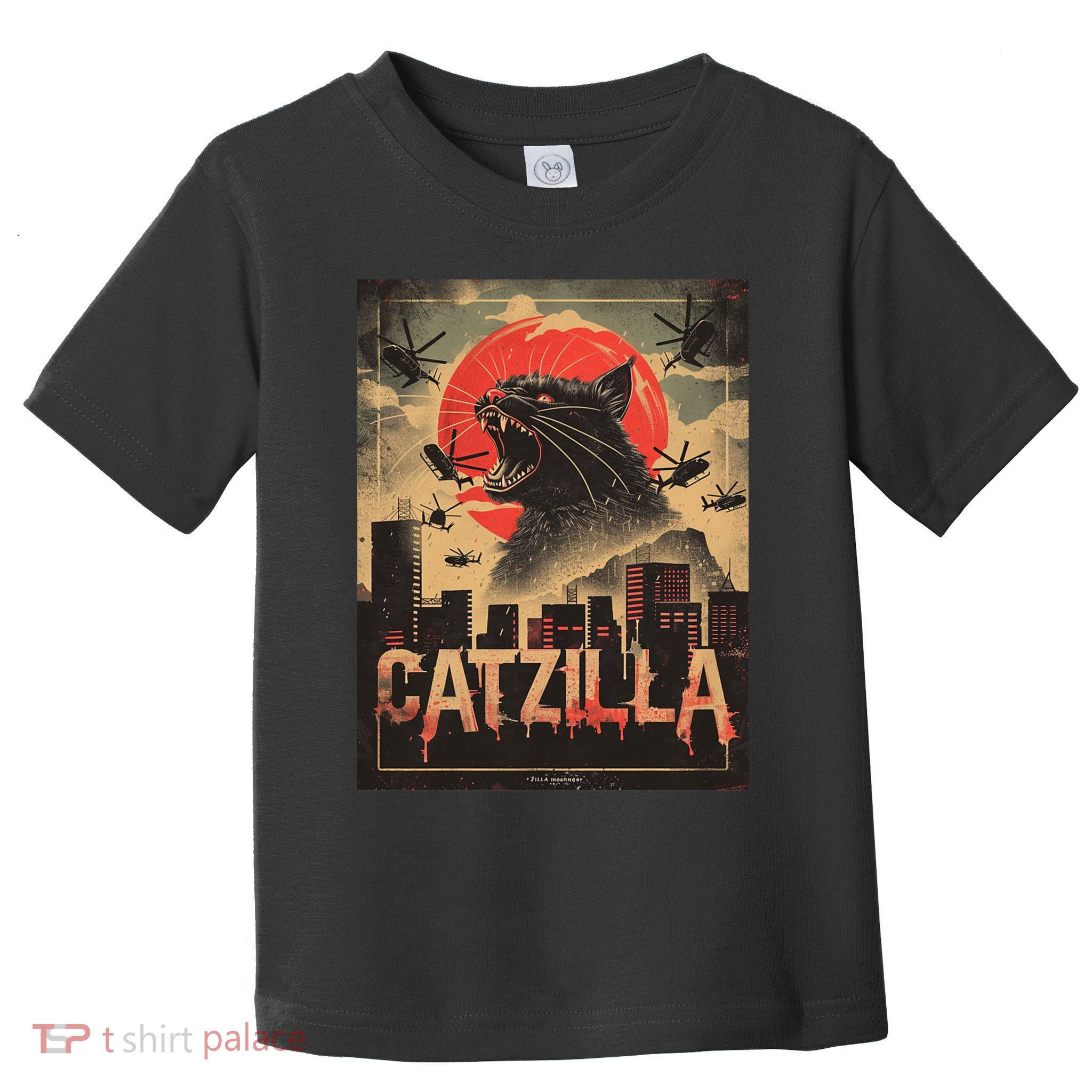 Catzilla Vintage Funny Cat Japanese Sunset Kitten Lover Toddler T-Shirt
