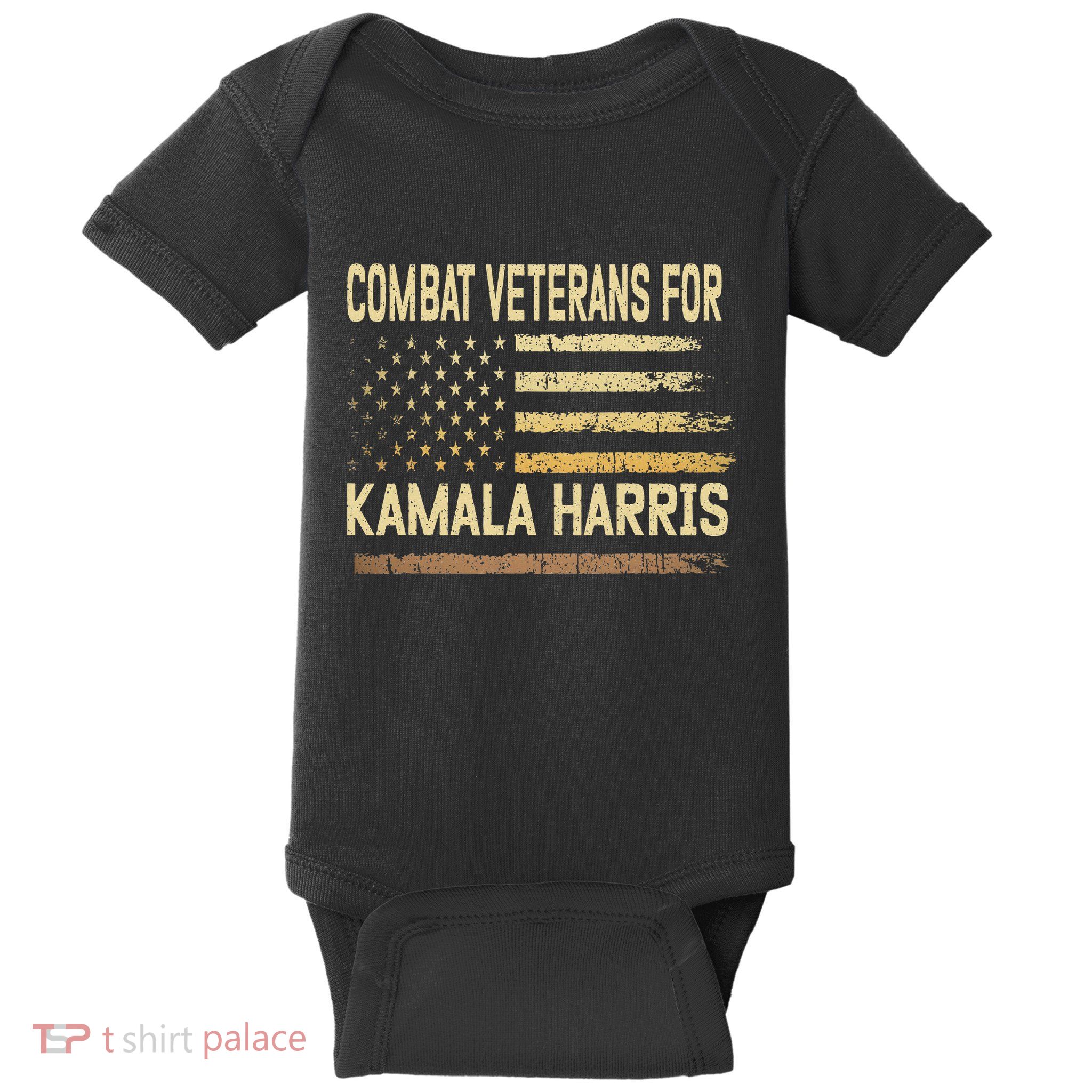 Combat Veterans For Kamala Harris Election Usa Flag Military Baby Bodysuit