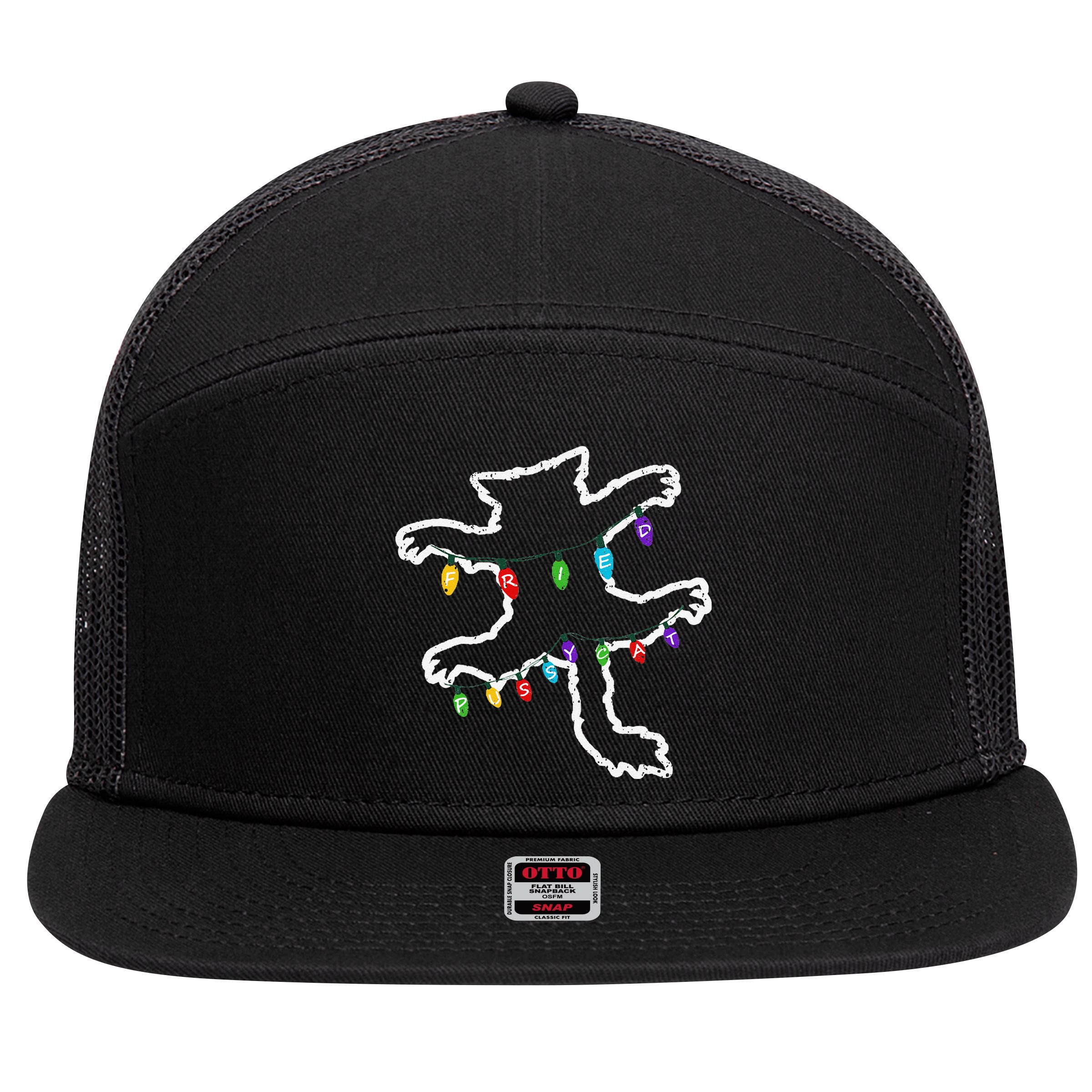 Christmas Vacation Fried Pussycat Christmas Vacation 7 Panel Mesh Trucker Snapback Hat