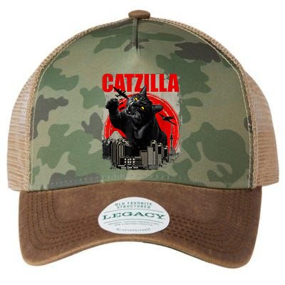 Catzilla Vintage Funny Cute Cat Art Japanese Sunset Kitten Kitty Legacy Tie Dye Trucker Hat