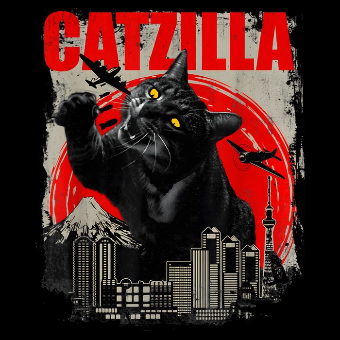Catzilla Vintage Funny Cute Cat Art Japanese Sunset Kitten Kitty Mug