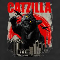 Catzilla Vintage Funny Cute Cat Art Japanese Sunset Kitten Kitty Beanie