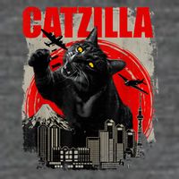 Catzilla Vintage Funny Cute Cat Art Japanese Sunset Kitten Kitty Tall T-Shirt