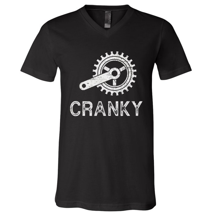 Cranky Vintage Funny Bicycle Lovers Cycling Cranky V-Neck T-Shirt