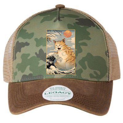 Catzilla Vintage Funny Cute Cat Art Japanese Sunset Kitten Lovers Legacy Tie Dye Trucker Hat