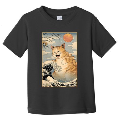 Catzilla Vintage Funny Cute Cat Art Japanese Sunset Kitten Lovers Toddler T-Shirt