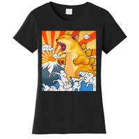 Catzilla Vintage Funny Cute Cat Art Japanese Sunset Kitten Lovers Women's T-Shirt