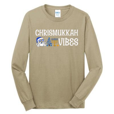 Chrismukkah Vibes Funny Santa Hanukkah Jewish Chanukah Tall Long Sleeve T-Shirt