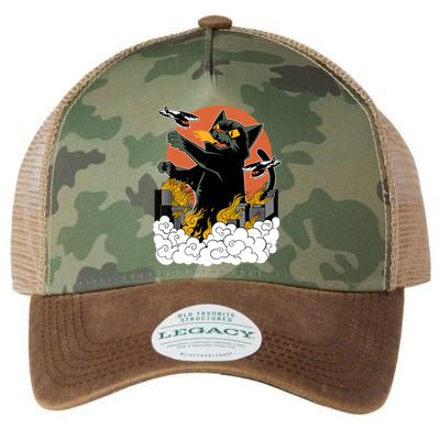 Catzilla Vintage Funny Cute Cat Art Japanese Sunset Kitten Lovers Legacy Tie Dye Trucker Hat