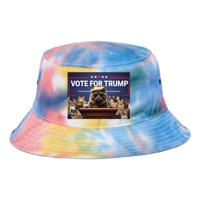 Cats Vote For Trump 2024 Election Tie Dye Newport Bucket Hat