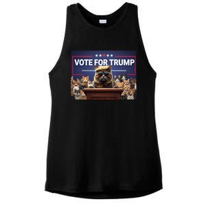 Cats Vote For Trump 2024 Election Ladies PosiCharge Tri-Blend Wicking Tank